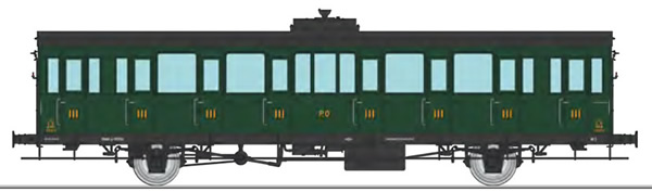 REE Modeles VB-287 - French PO Railroad Southwest Car, 15 meters 3rd class compartment coach C8S PO n° 34900, Era II
